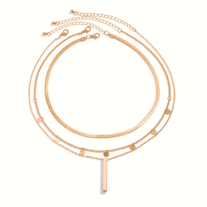 Women's Round Pendant Layered Necklace Set